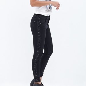 Lace Up/ Tie Up Black Skinny Jeans